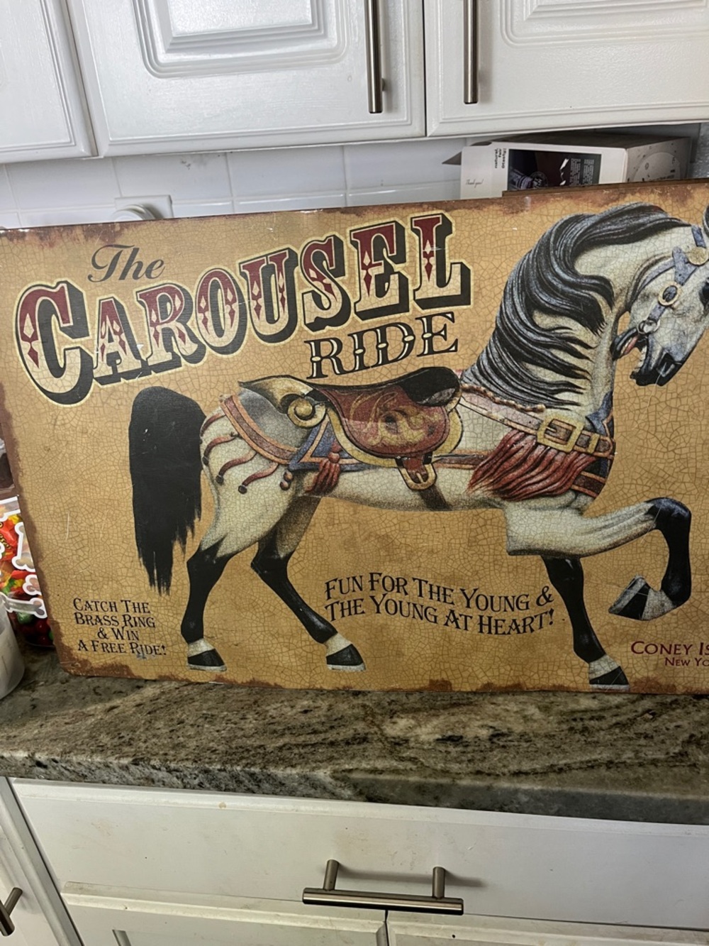 The Carousel Ride Horse Wall Art - Beige, Black and Brown